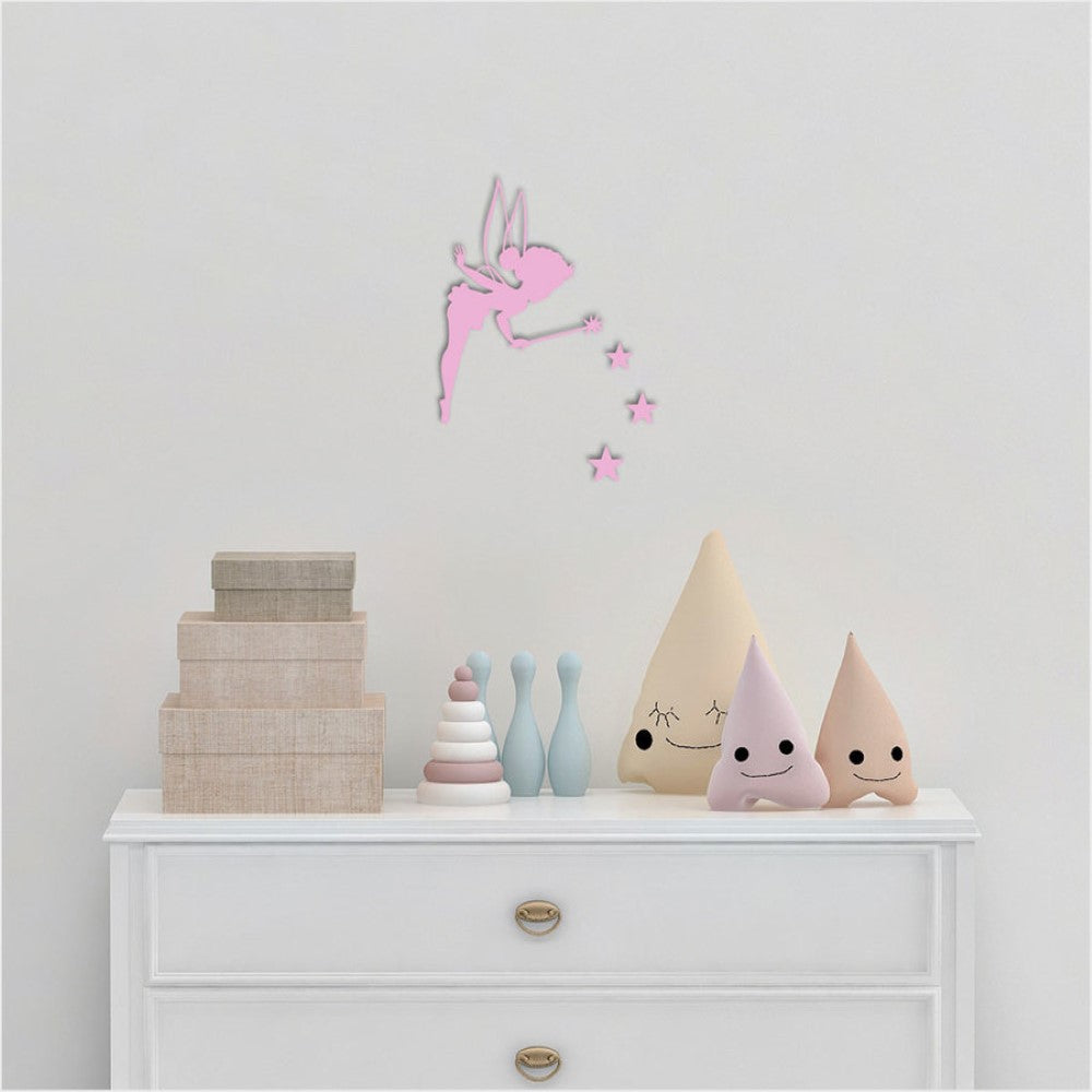 Wall Art - Tinkerbell 2 with Stars (Pink MDF)