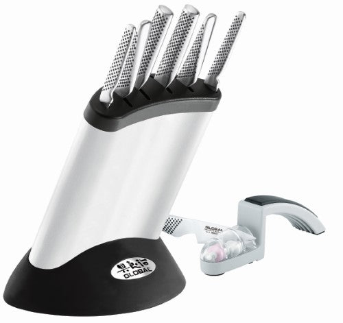 7pc Knife Block+2 Stage Water Sharpener - Global Synergy