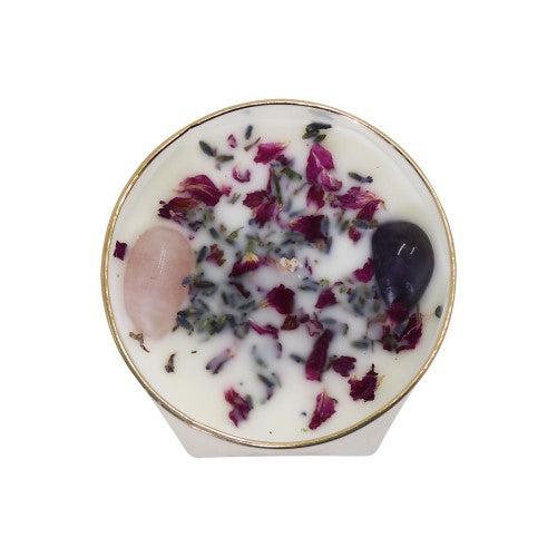 Infused Soy Candle - Amethyst & Rose Quartz (Oud & Bergamot)