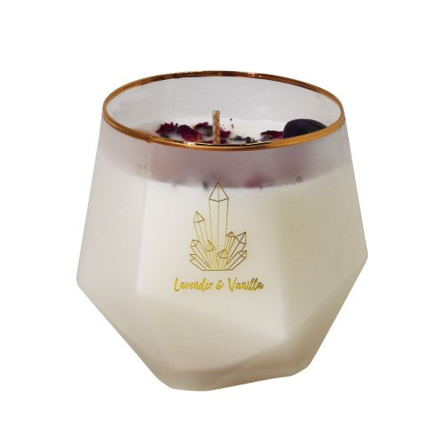 Infused Soy Candle - Amethyst & Rose Quartz (Lavender & Vanilla)