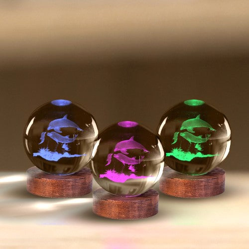 3D Crystal Ball Lamp - Dolphin (8 x 8 x 9.5cm)