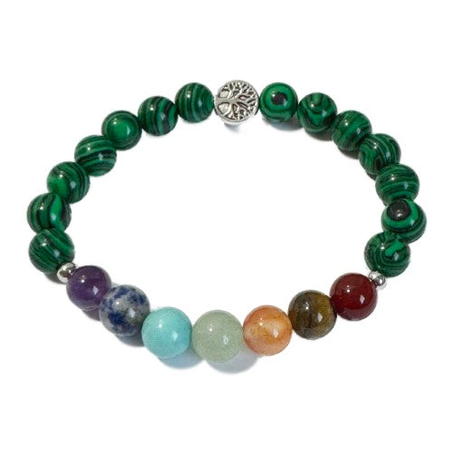 Chakra Bracelet - Malachite & Tree of Life Bead