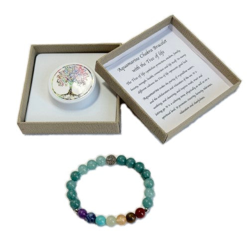Chakra Bracelet - Aquamarine & Tree of Life Bead