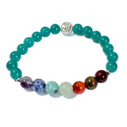 Chakra Bracelet - Chalcedony & Tree of Life Bead