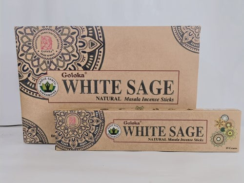 Incense - Goloka Natural Masala White Sage (12 Packs)