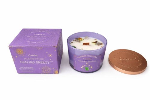 Infused Candle - Goloka Healing Energy 9oz Gemstone (Green Aventurine)