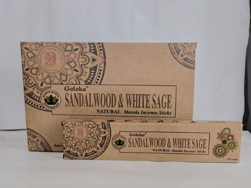Incense - Goloka Natural Masala Sandalwood & White Sage (12 Packs)