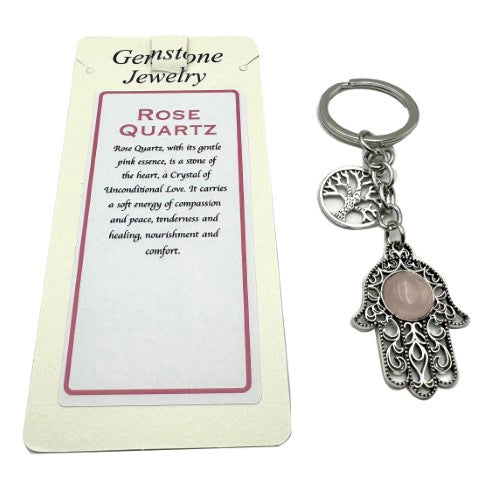 Keyring - Hamsa Rose Quartz (Set of 6)