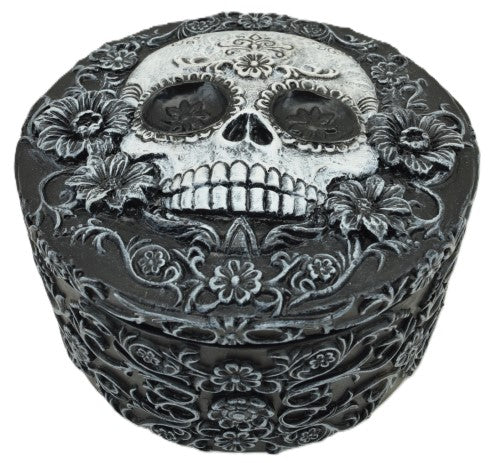 Trinket Box - Skulls n Flowers (11.5 x 11.5 x 6.8cm)