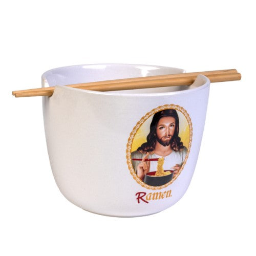 Ramen Ceramic Noodle Bowl with Bamboo Chopsticks - Jesus