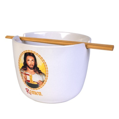 Ramen Ceramic Noodle Bowl with Bamboo Chopsticks - Jesus