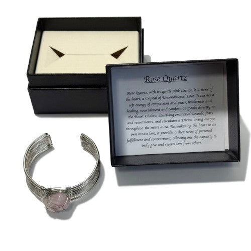 Cuff Bracelet - Tumblestone Rose Quartz