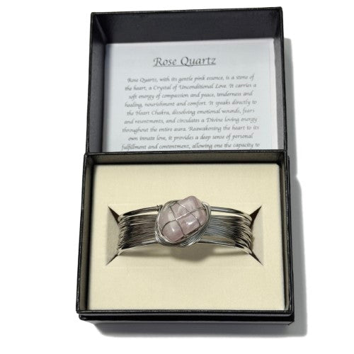 Cuff Bracelet - Tumblestone Rose Quartz