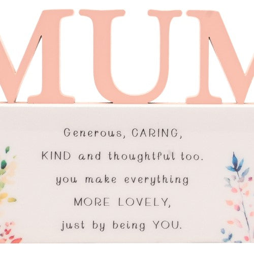 Standing Plaque - The Cottage Garden Floral Word Mum (10.5cm)