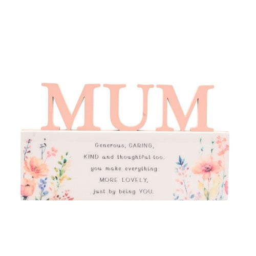 Standing Plaque - The Cottage Garden Floral Word Mum (10.5cm)