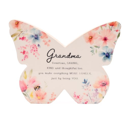 Standing Plaque - The Cottage Garden Floral Mantel Butterfly Grandma (14cm)