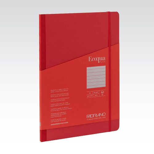 Fabriano Ecoqua Plus Fabric 90gsm Lined A4 Notebooks LINED A4 RASPBERRY 80 SHT