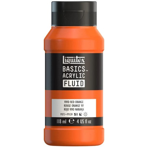 Liquitex Basics Acrylic Fluid Paints 118ml VIVID RED ORANGE