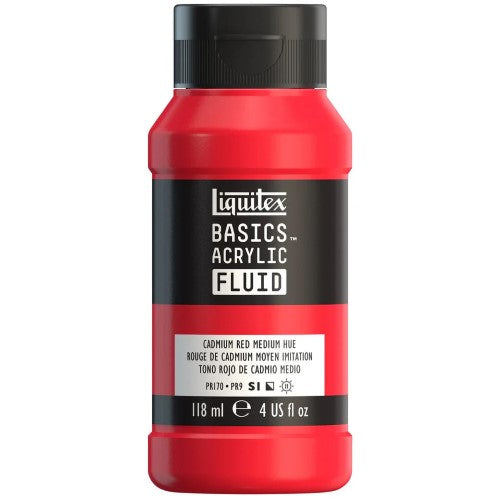 Liquitex Basics Acrylic Fluid Paints 118ml CAD RED MED HUE