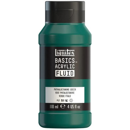 Liquitex Basics Acrylic Fluid Paints 118ml PHTHALO GREEN