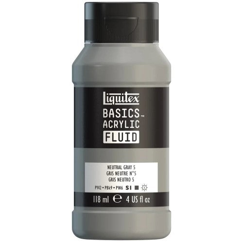 Liquitex Basics Acrylic Fluid Paints 118ml NEUTRAL GREY 5