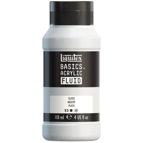 Liquitex Basics Acrylic Fluid Paints 118ml SILVER