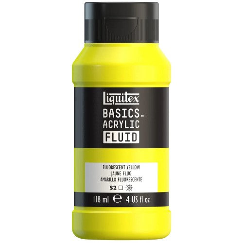 Liquitex Basics Acrylic Fluid Paints 118ml FLUO YELLOW