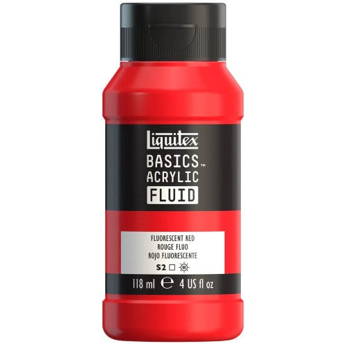 Liquitex Basics Acrylic Fluid Paints 118ml FLUO RED