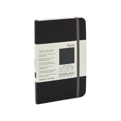 Fabriano Ispira Soft Cover 85gsm Blank Black Notebooks 9X14 BLACK 96 SHT