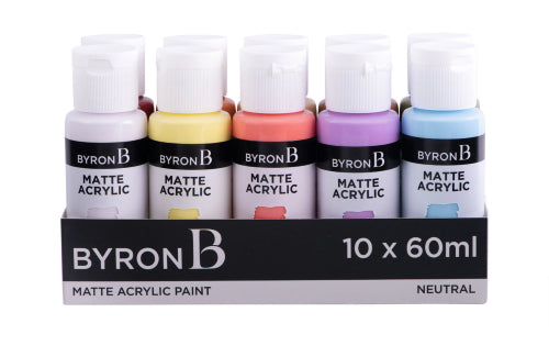 Jasart Byron Matte Acrylic 59ml Paints Set of 10 Neutral Colours