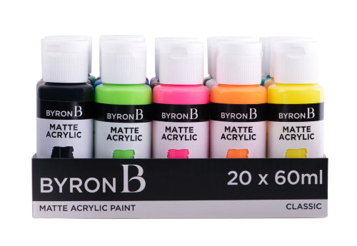 Jasart Byron Matte Acrylic 59ml Paints Set of 20 Classic Colours