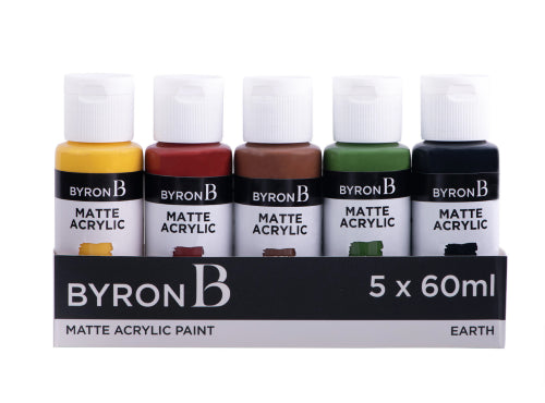 Jasart Byron Matte Acrylic 59ml Paints Set of 5 Earth Colours