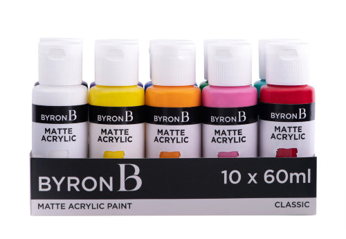 Jasart Byron Matte Acrylic 59ml Paints Set of 10 Classic Colours