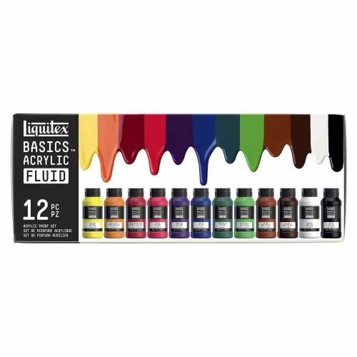 Liquitex Basics 118ml Acrylic Fluid Paints Set of 12
