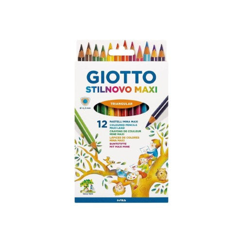 Giotto Stilinovo Maxi Triangular Assorted Colouring Pencils Assorted Pack of 12