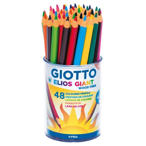 Giotto Elios Giant Woodfree Assorted Colouring Pencils Pot of 48