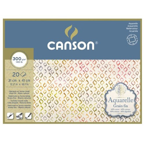 Canson Aquarelle 300gsm 20 Sheets Cold Pressed Pads C400106440