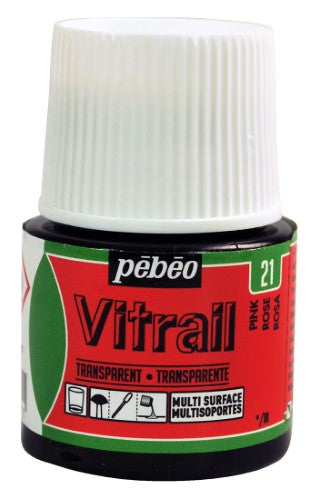 Pebeo Vitrail Transparent Paints 45ml PINK