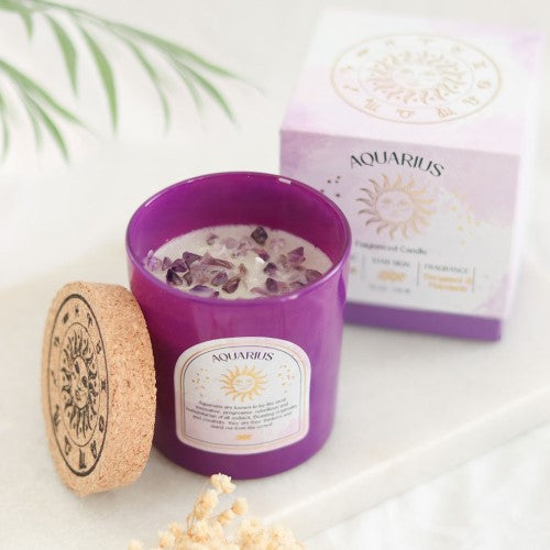 Aquarius Bergamot & Mandarin Gemstone Glass Candle