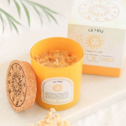 Gemini Lavender & Cedarwood Gemstone Glass Candle