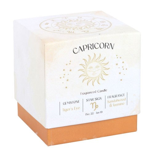Capricorn Sandalwood & Jasmine Gemstone Glass Candle