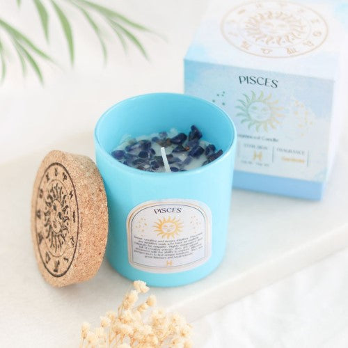 Pisces Gardenia Gemstone Glass Candle
