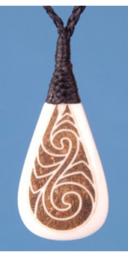 Pendant - Bone Stained Teardrop