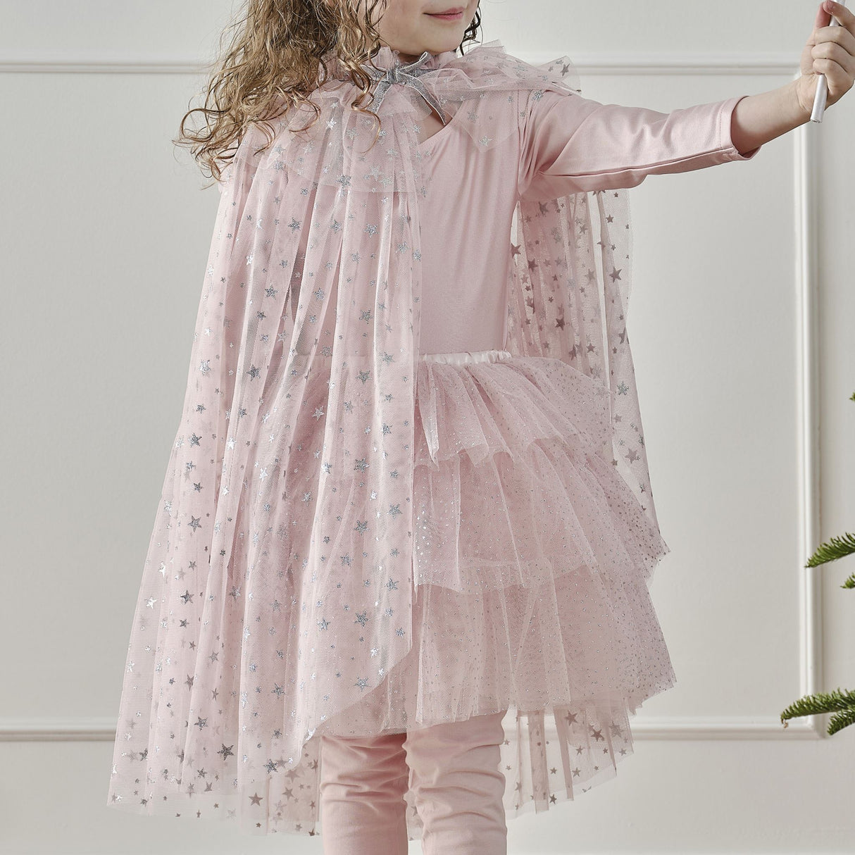 Fairy Princess Cape - Fancy Dress Pink & Silver Sparkle
