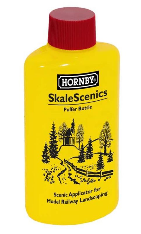 Hornby Skale Scenics Static Grass Puffer Bottle for easy application of realistic static grass in model landscapes.