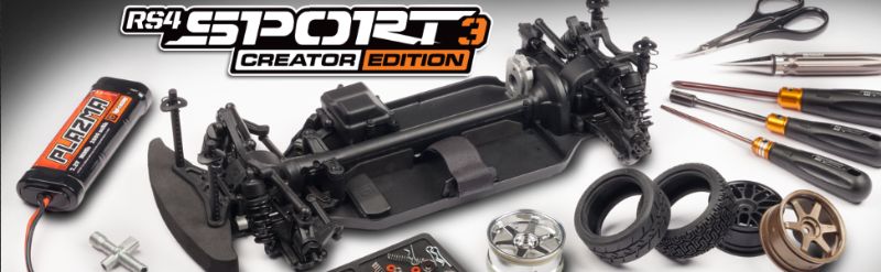 Radio Control Builder Kit - Racing 1/10 S3 RS4 Creator Edition, a customizable on-road racing car for enthusiasts and hobbyists.