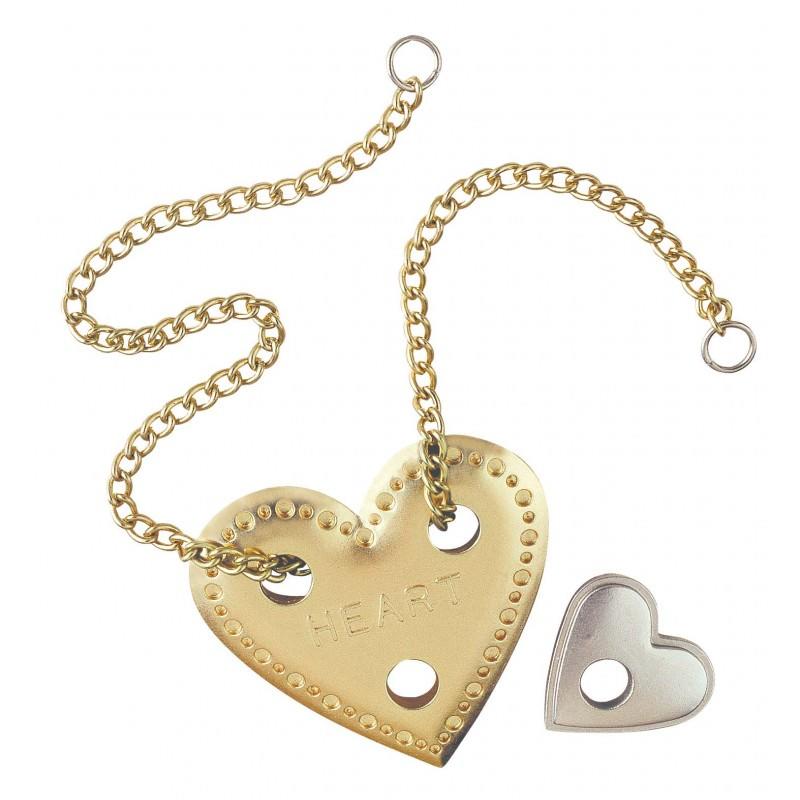 Heart-shaped challenge puzzle with gold and silver pieces, designed for adults to foster logic and teamwork.