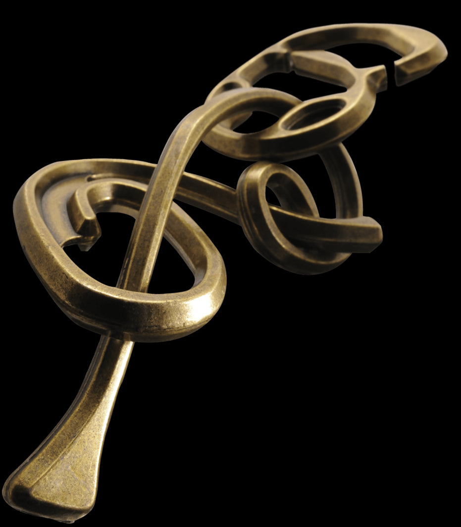 Huzzle Puzzle Enigma: A challenging cast puzzle requiring logic and twists to separate and reassemble its three parts.