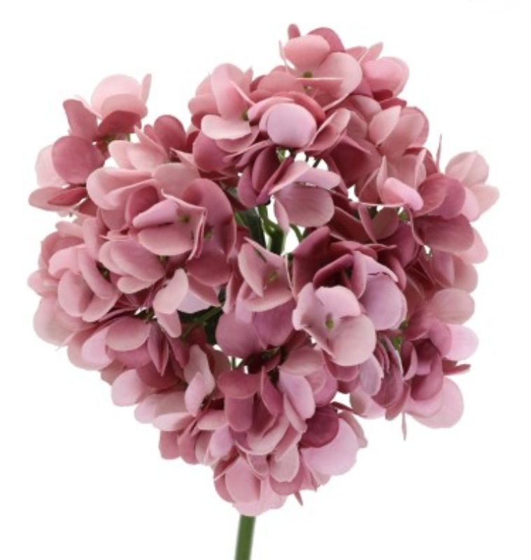 Artificial Single Stem Hydrangea Rose - Pink (34cm)