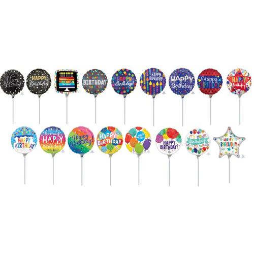 Happy Birthday Brights Foil Balloon Mix 22cm 25 Pack - Anagram